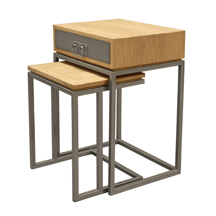 Williston Hinkel Solid Wood C Table Nesting Tables with Storage